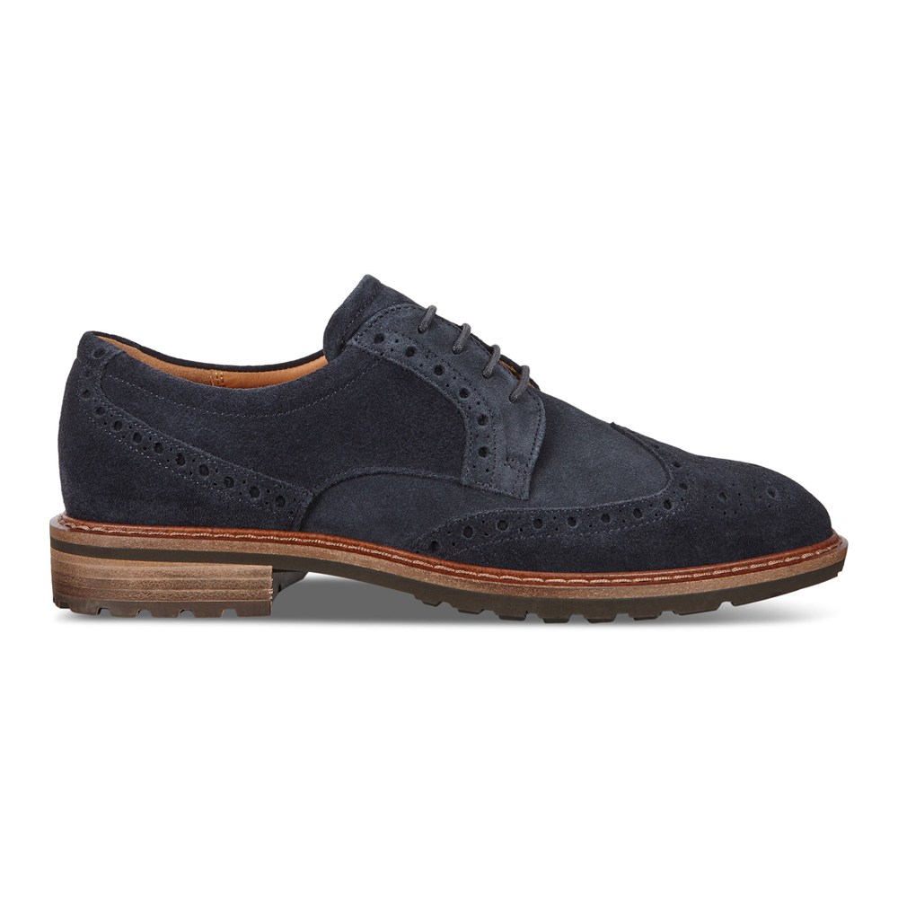 ECCO Mens Dress Shoes Navy - Vitrus I Wing Tip Tie - IAW-168072